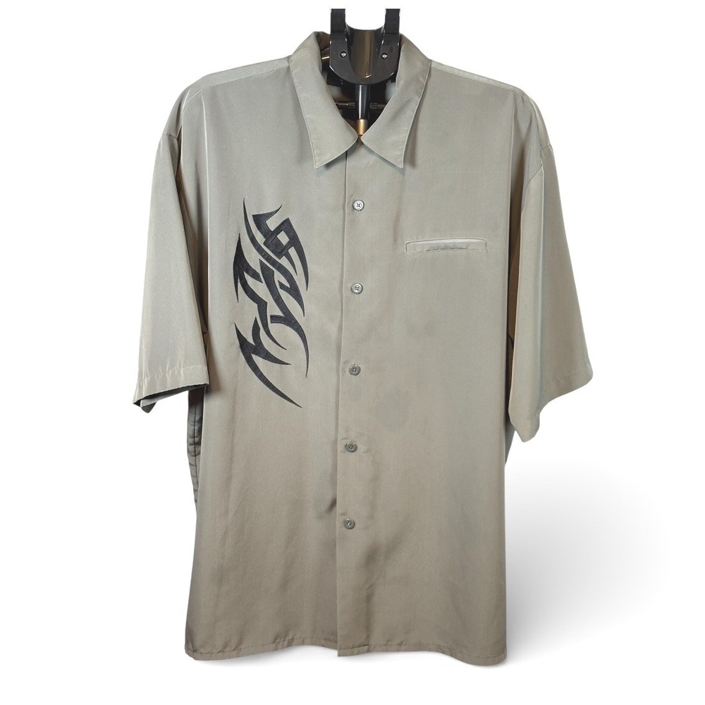 Dragonfly Clothing Company Mens XXL Tribal Embroidered Button‎ Down Shirt  Y2K